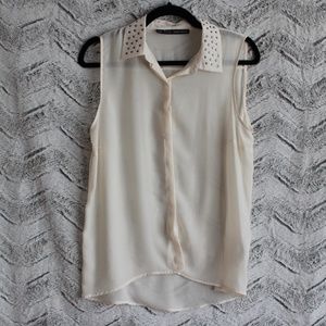 Zara Cream Button Down Blouse